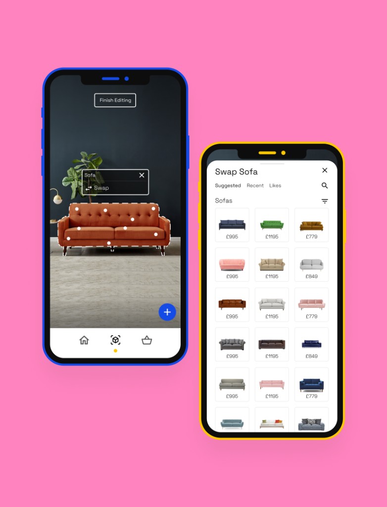 Loko — AR room and product swap mobile screens